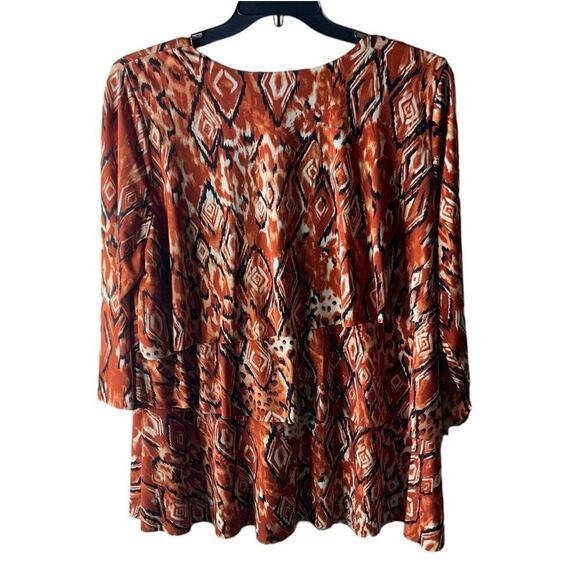 Vintage Susan Graver Blouse Geometric Womens Size Medium Long Sleeve Layered Top - Picture 2 of 10